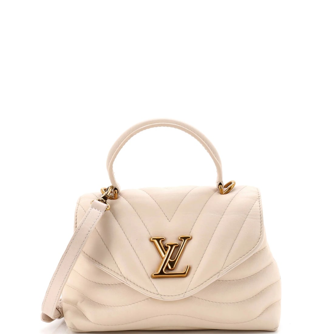 Louis Vuitton New Wave Hold Me Top Handle Bag Quilted Leather: Louis Vuitton New Wave Hold Me Top Handle Bag Quilted Leather The Louis Vuitton New Wave Hold Me Top Handle Bag features quilted leather exterior with neutral color, showcasing the iconic brand's