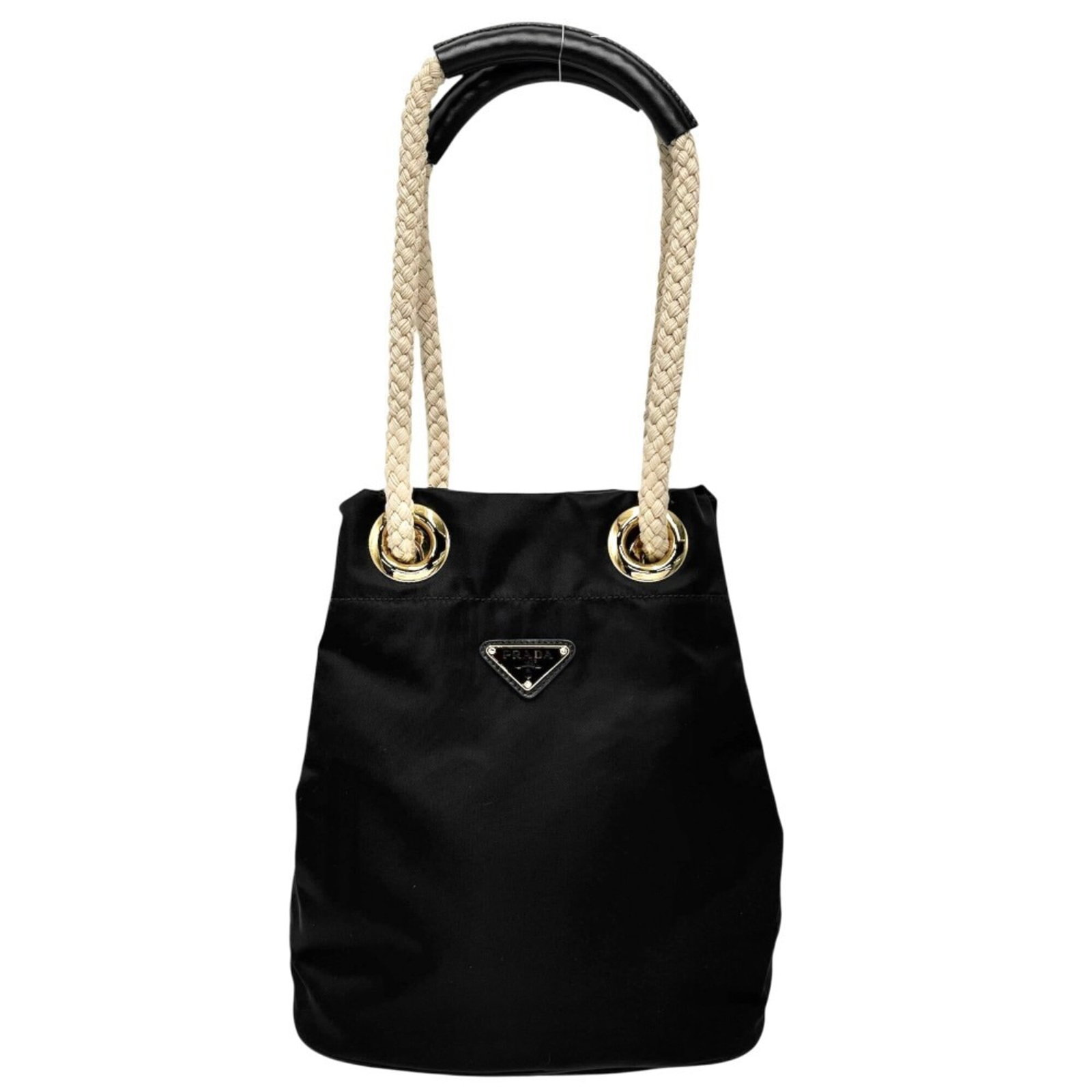 Prada Handbag Nylon: Prada Handbag Nylon Prada Nylon Handbag in Black. Made from high-quality nylon, this iconic handbag features a sleek and modern design with clean lines and a classic shape. With its compact size and d