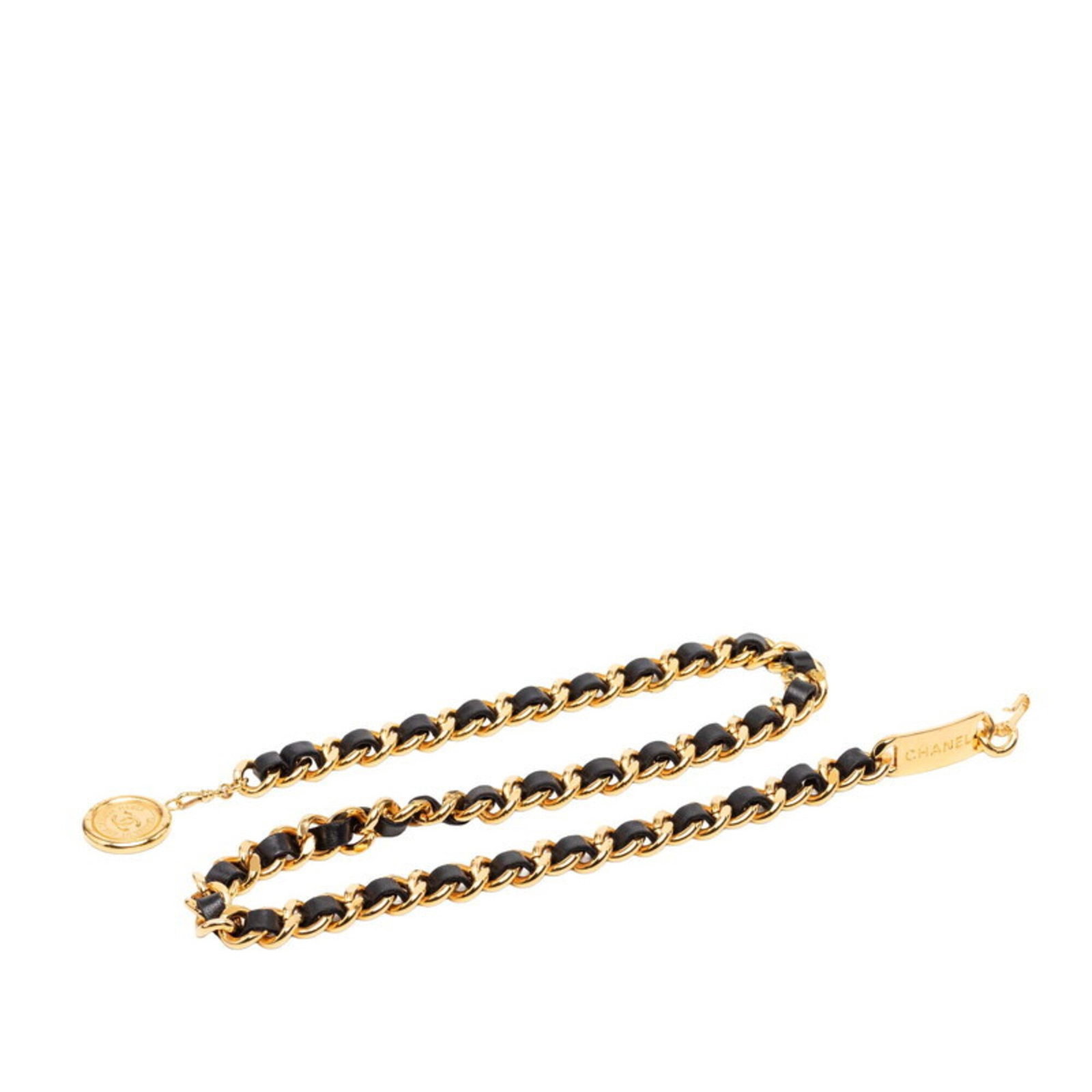 Chain Belt by Chanel: Chain Belt by Chanel Chain Belt by Chanel features a gold plated finish and a sleek design with a width of 1.8cm, making it a stylish accessory for women. Measuring 93cm in length, this chain belt is