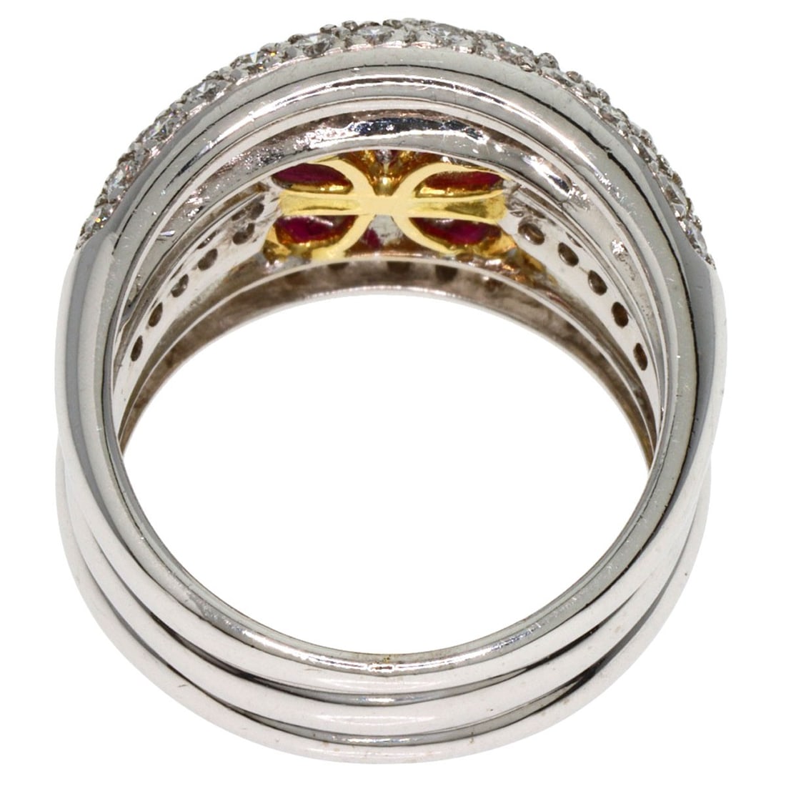 K18 White Gold Ruby Diamond Ring Ponte Vecchio - 4