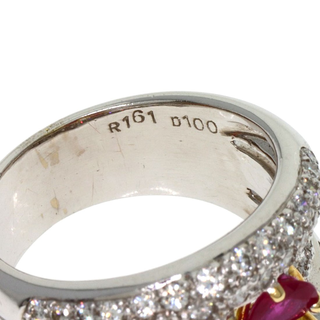 K18 White Gold Ruby Diamond Ring Ponte Vecchio - 5