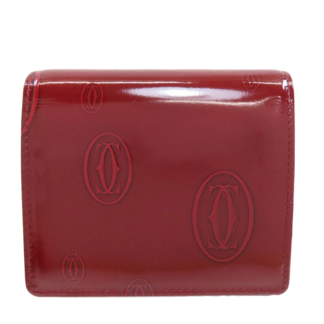 Cartier Happy Birthday Tri-Fold Wallet (With Coin Pocket) Patent Leather: Cartier Happy Birthday Tri-Fold Wallet (With Coin Pocket) Patent Leather Red patent leather Cartier Happy Birthday Tri-Fold Wallet features a tri-fold design with a coin pocket, making it a stylish an