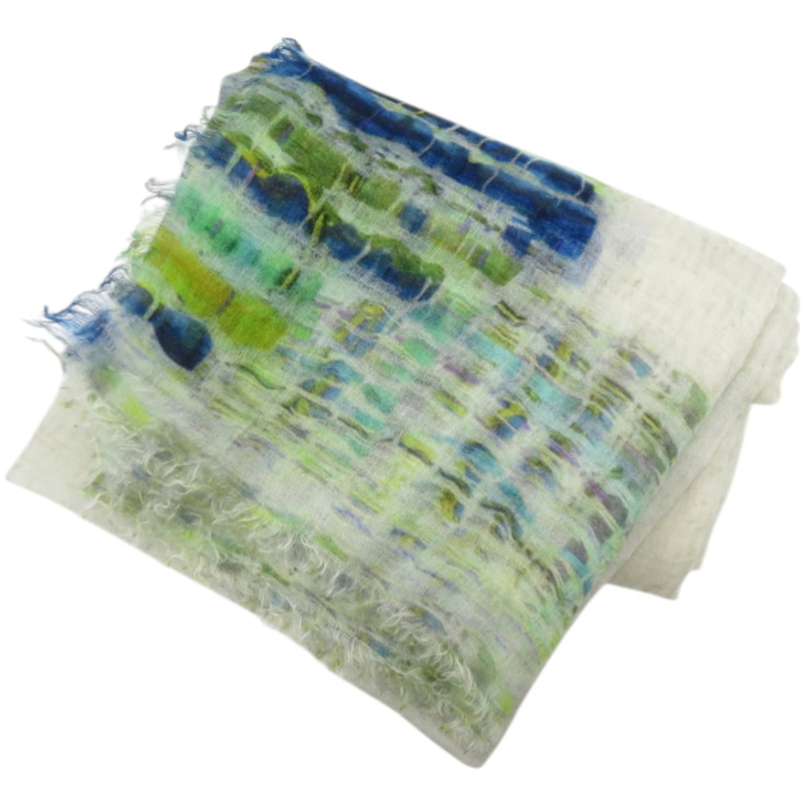 Chanel Stole Cashmere Silk: Chanel Stole Cashmere Silk Cashmere and silk blend create a luxurious feel in this Chanel stole, available in blue, green, and white hues. The material's softness and durability make it suitable for e