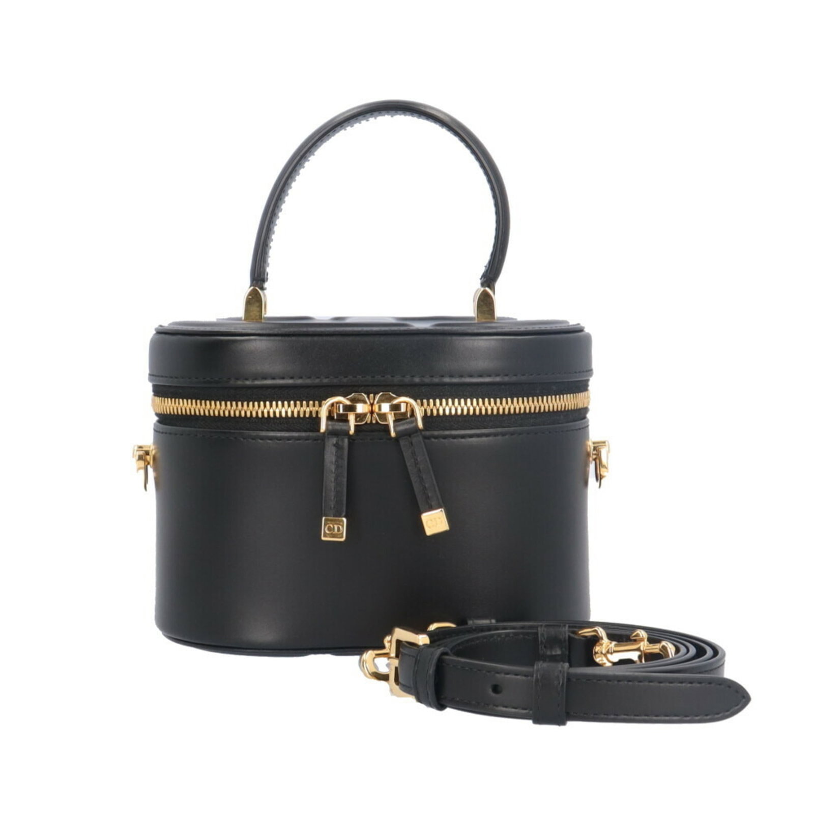 Shoulder bag leather by Christian Dior: Shoulder bag leather by Christian Dior The Christian Dior shoulder bag features high-quality calfskin leather in black, secured with a zipper closure. Measuring 11cm x 16cm x 10cm, it has a sturdy han