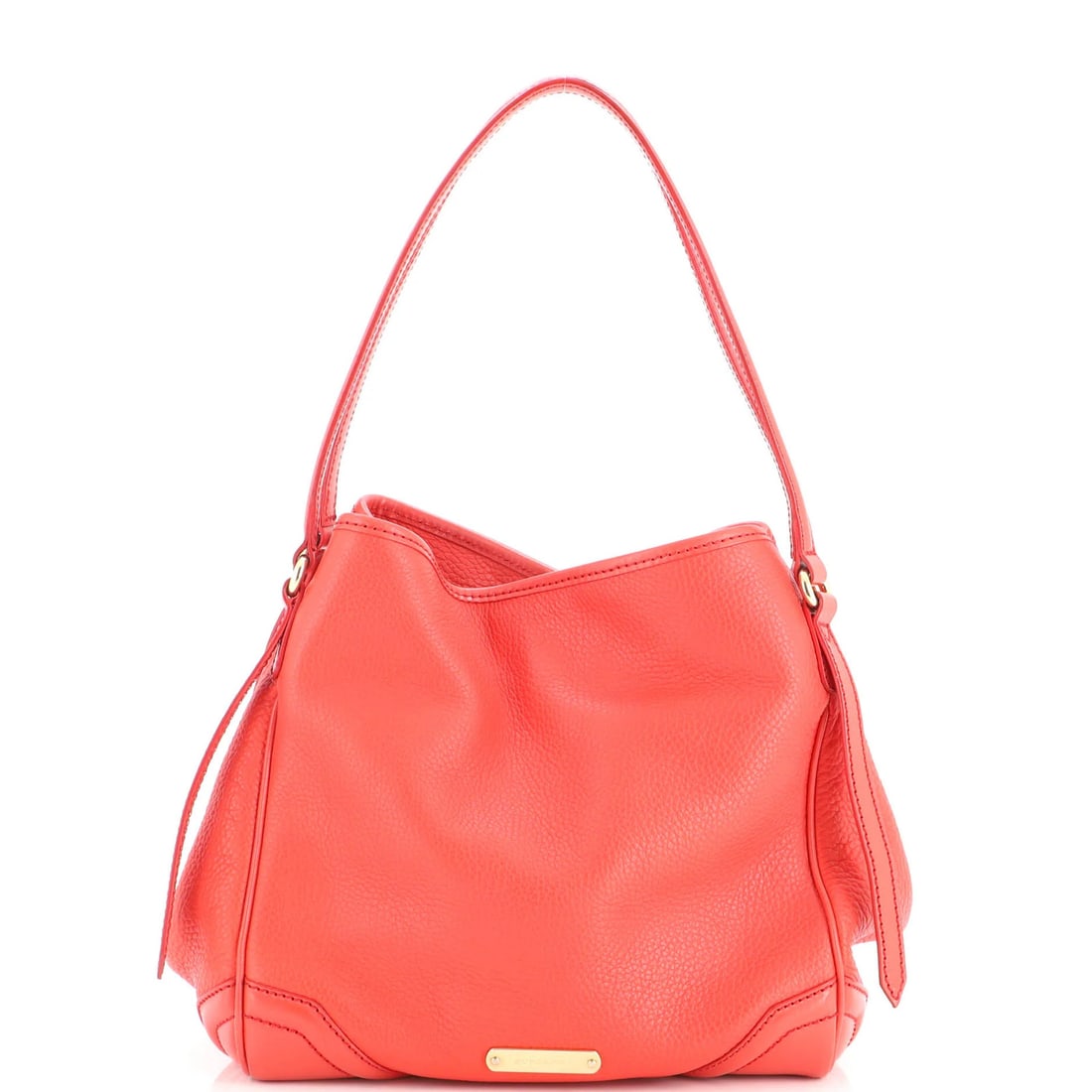 Small leather tote from Burberry.: Small leather tote from Burberry. Small leather tote from Burberry, featuring a classic red exterior with gold hardware. The Canterbury Tote boasts a timeless design with clean lines and a spacious