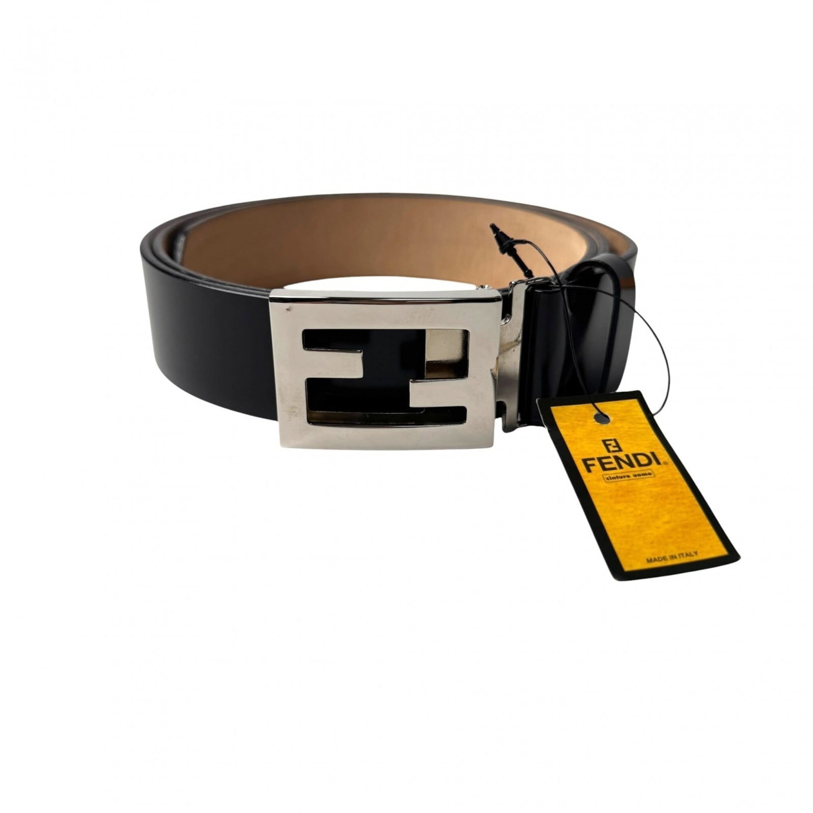 Fendi Standard Belt: Fendi Standard Belt Black leather and silver accents define the sleek, modern design of this Fendi standard belt. Crafted from high-quality materials, its classic silhouette makes it a versatile acces