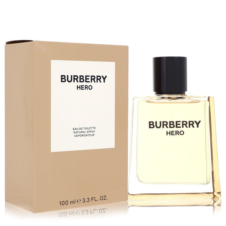 Burberry Hero by Burberry Eau De Toilette Spray 3.3 oz: Burberry Hero by Burberry Eau De Toilette Spray 3.3 oz Burberry Hero by Burberry Eau De Toilette Spray offers a crisp, clean result with spicy, earthy, citrus and woody accords. Sparkling bergamot