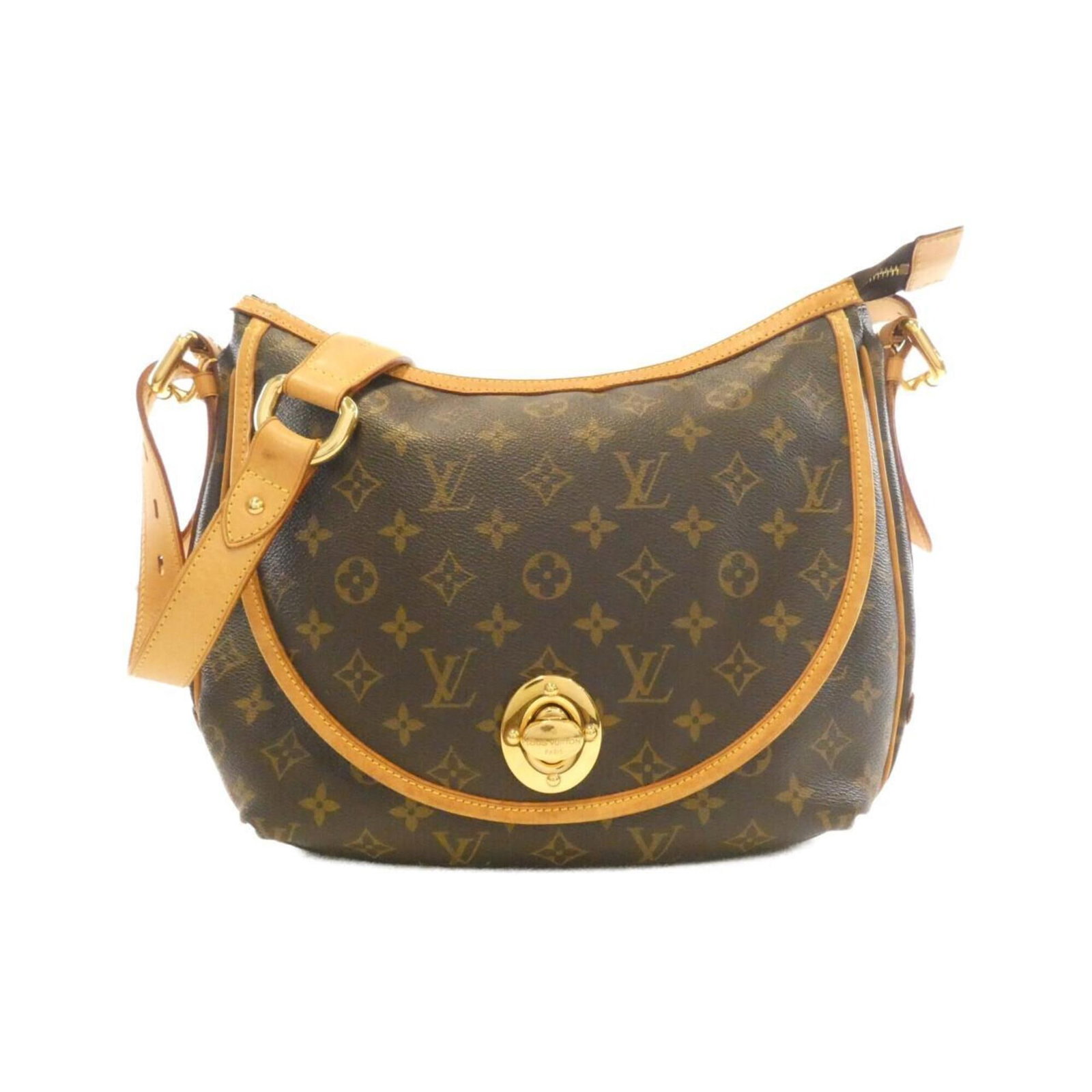 Shoulder bag coated canvas by Louis Vuitton: Shoulder bag coated canvas by Louis Vuitton Coated canvas by Louis Vuitton, featuring the iconic marron color. This shoulder bag measures 28cm x 34cm x 9cm and boasts a classic design with clean lines