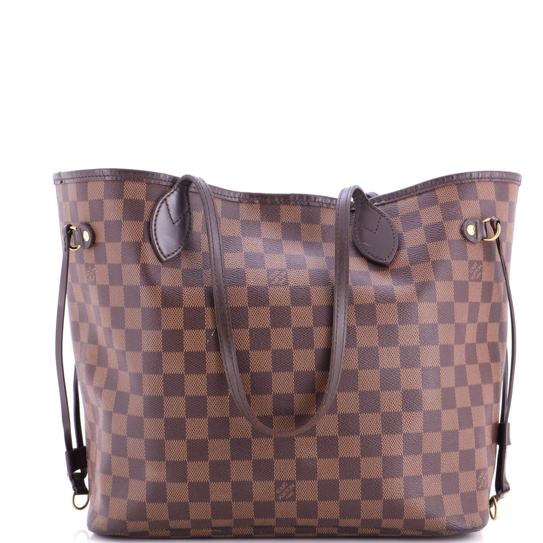 Louis Vuitton Neverfull NM Tote Damier MM: Louis Vuitton Neverfull NM Tote Damier MM Brown Louis Vuitton Neverfull NM Tote Damier MM in Fair Condition. This classic tote features a canvas coated exterior with edge wear, corner wear, and minor