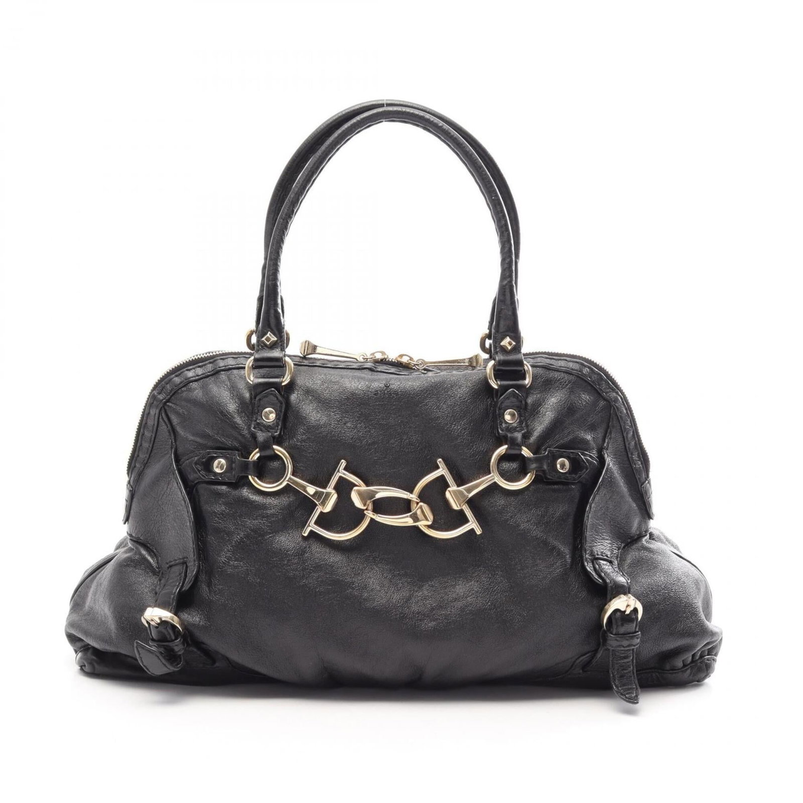 Gucci Handbag Leather: Gucci Handbag Leather Black Gucci handbag made from high-quality leather, measuring 27cm x 44cm x 14cm. The bag's sleek design and classic style make it a timeless accessory for women. Its durable