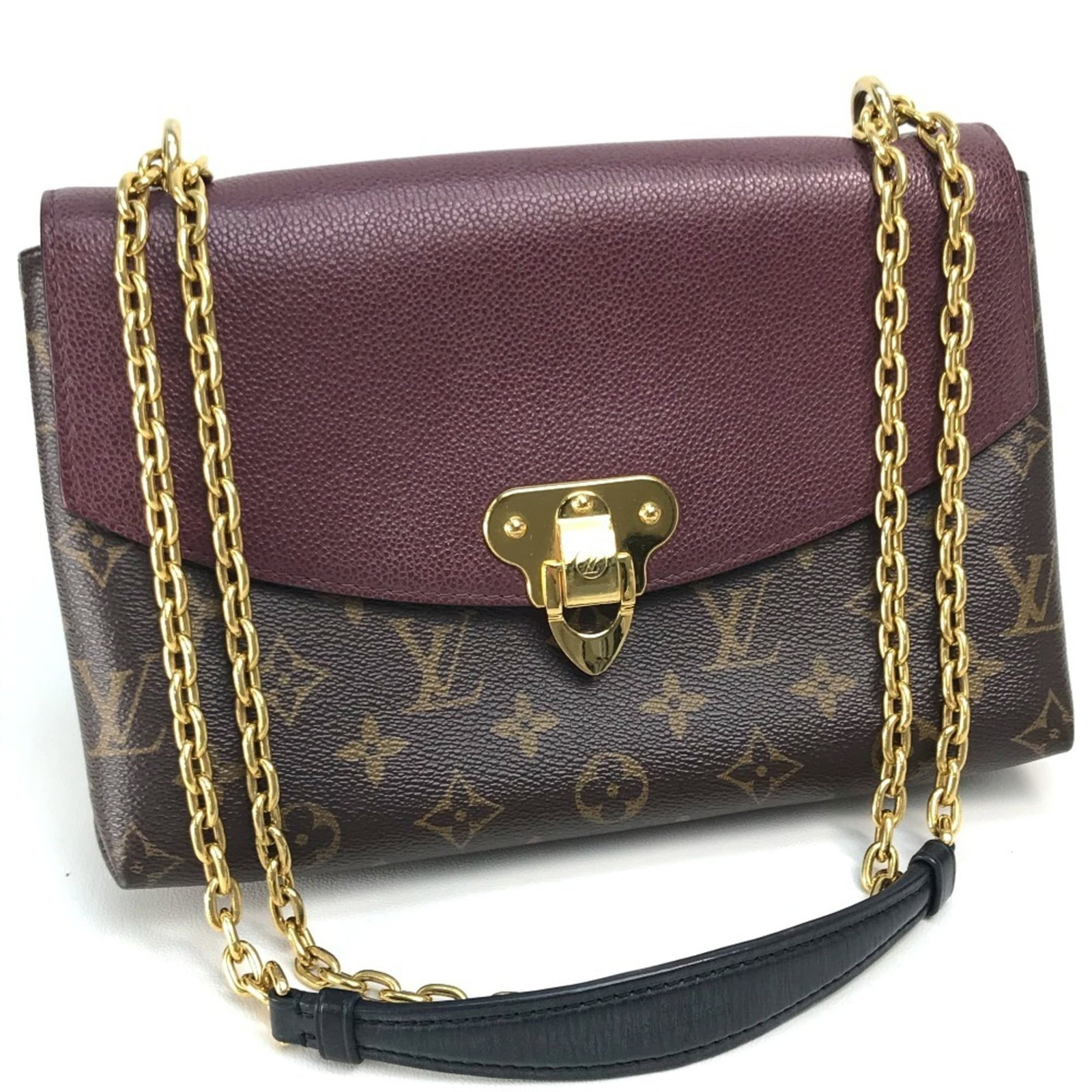 Shoulder Bag Leather Monogram Louis Vuitton: Shoulder Bag Leather Monogram Louis Vuitton Monogrammed leather shoulder bag in Bordeaux and Brown, featuring the iconic Louis Vuitton design. This classic style measures 15cm x 25cm x 6cm and boasts