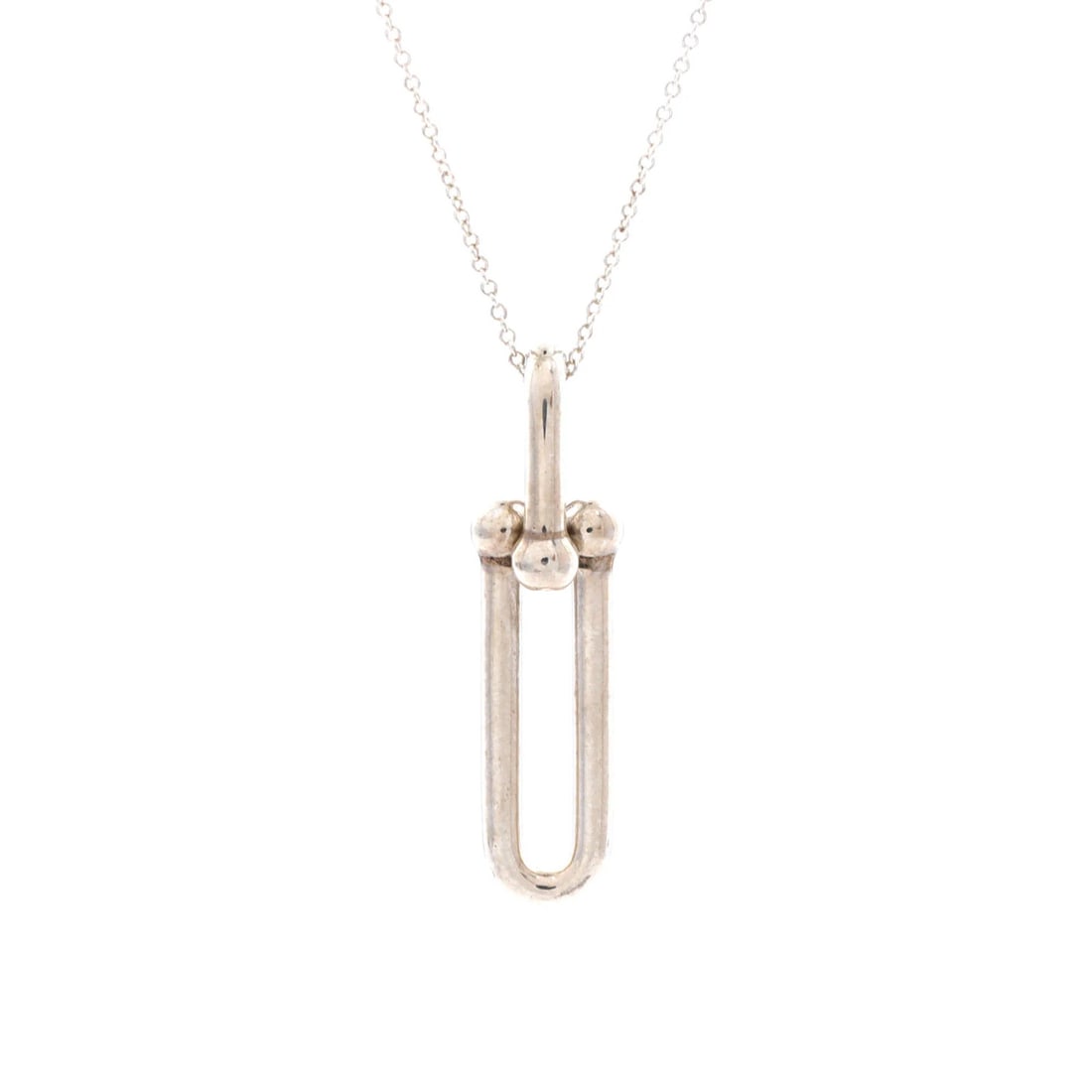 Tiffany and Co. hardwear link pendant sterling silver necklace: Tiffany and Co. hardwear link pendant sterling silver necklace Sterling silver Tiffany & Co. Hardwear Link Pendant Necklace, featuring a classic design with minor wear and scratches throughout,