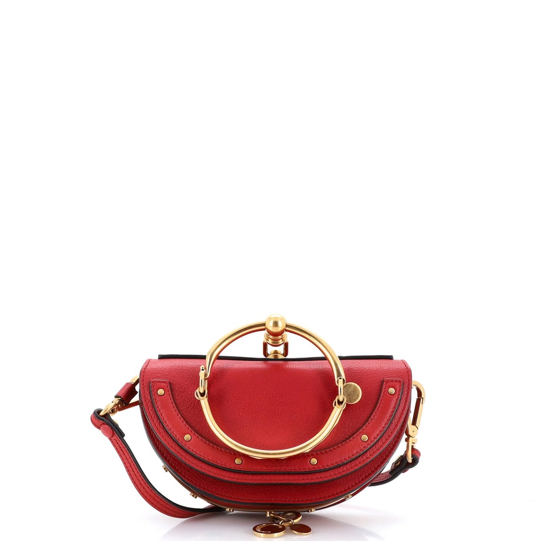 Chloe Nile Crossbody Bag Patent Mini: Chloe Nile Crossbody Bag Patent Mini Chloe Nile Crossbody Bag Patent Mini in vibrant red patent leather, featuring a sleek mini design with 19-22.5" adjustable straps and minor creases on the exterior