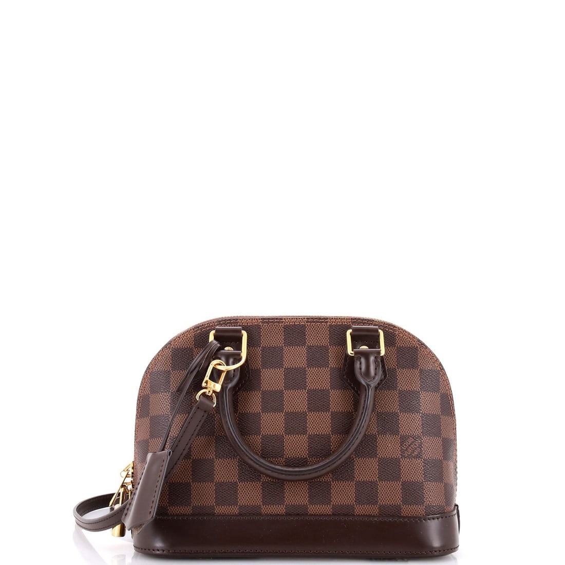 Handbag Louis Vuitton Alma Damier BB: Handbag Louis Vuitton Alma Damier BB The Louis Vuitton Alma Damier BB handbag boasts a timeless design with its classic canvas coated exterior in rich brown, complemented by gold hardware and elegant 