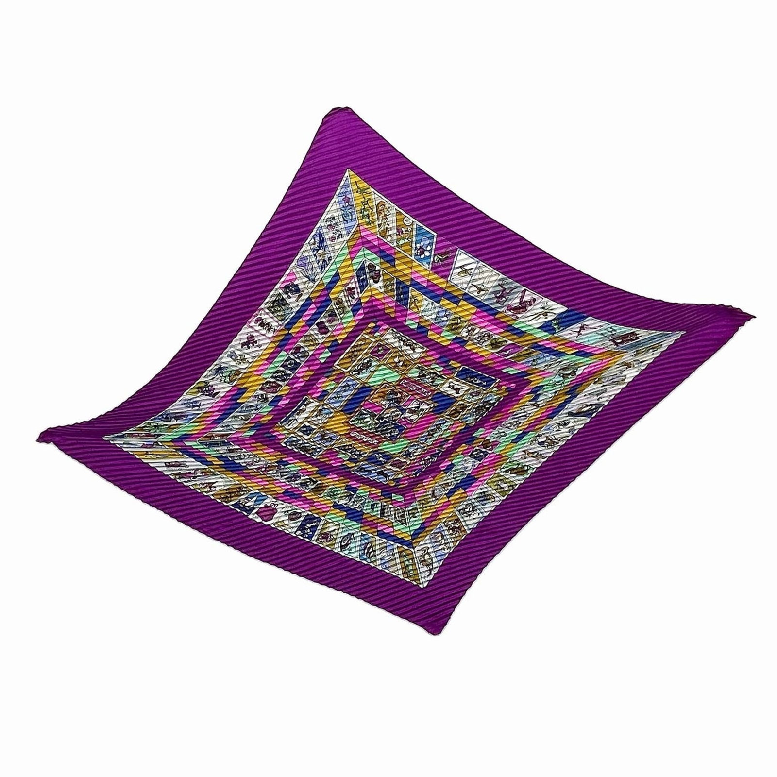 Hermes Silk Scarf: Hermes Silk Scarf Silk in rich purple hues, the Hermes scarf boasts elegant proportions and refined texture. Measuring 1.31m x 29.5cm, it offers a versatile accessory for everyday wear. Made from high