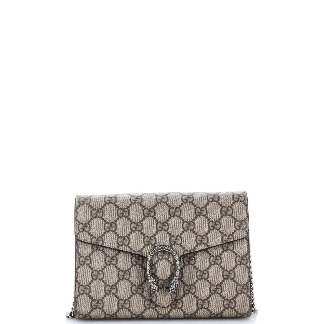 Small chain wallet coated canvas GG Gucci Dionysus: Small chain wallet coated canvas GG Gucci Dionysus Small chain wallet coated canvas GG Gucci Dionysus. This cross body bag features a brown canvas exterior with a small size, perfect for carrying esse