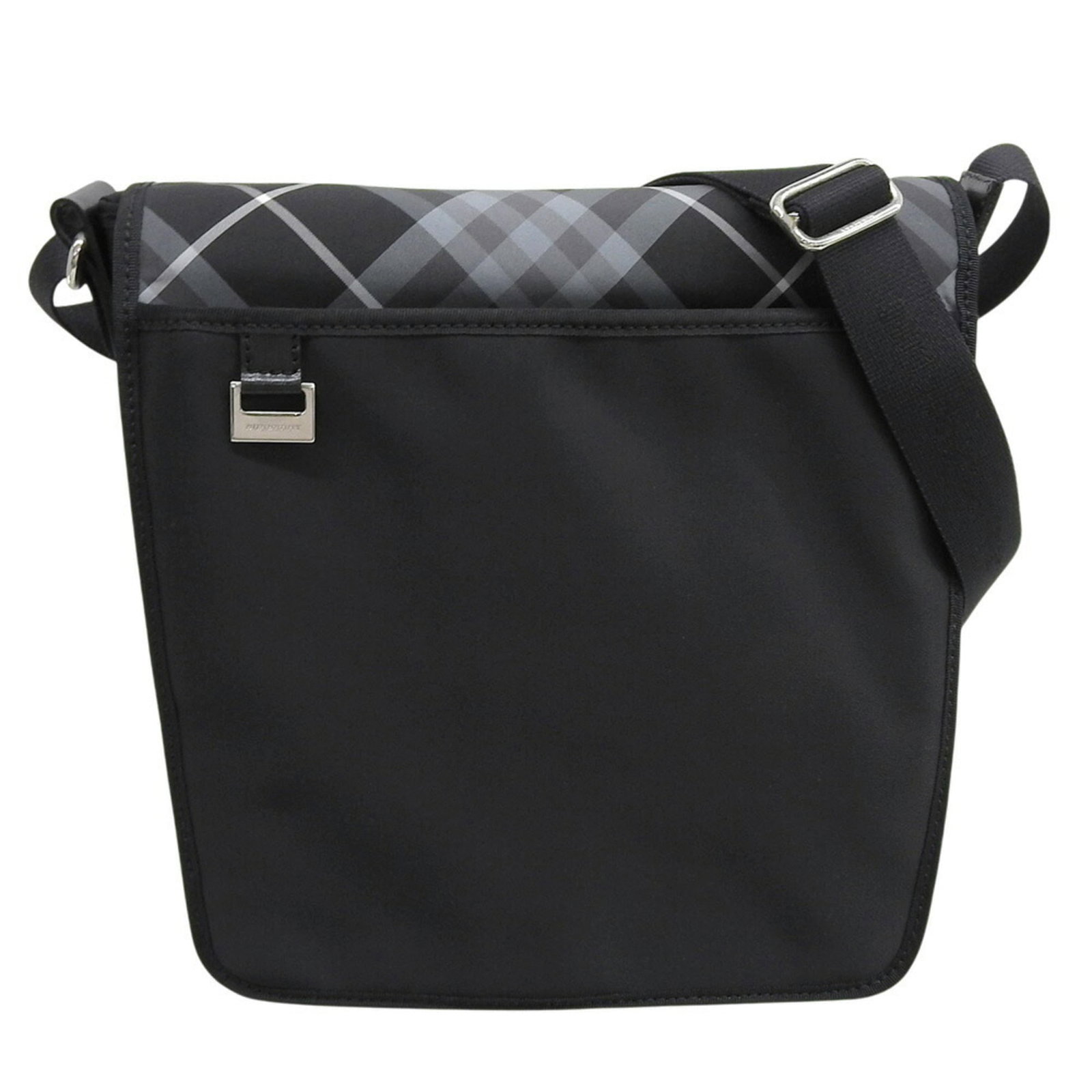 Burberry Shoulder Bag Nylon: Burberry Shoulder Bag Nylon Burberry's iconic nylon shoulder bag boasts a sleek black and gray color combination, making it a versatile accessory for everyday use. Measuring 25.5cm x 21.5cm x 7.5cm, t