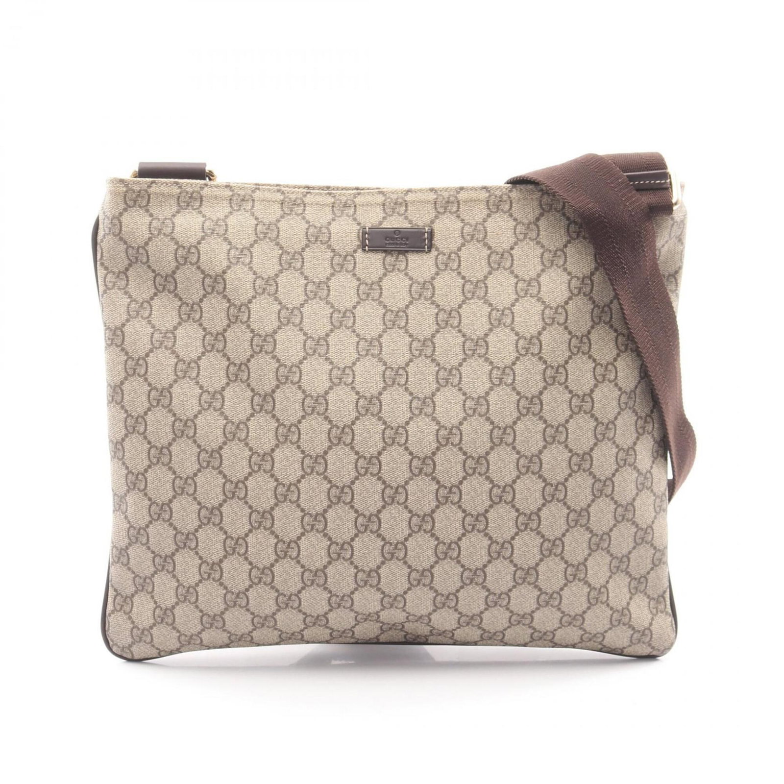 PVC leather shoulder bag from Gucci: PVC leather shoulder bag from Gucci Gucci's PVC leather shoulder bag boasts a unique blend of materials, featuring a sturdy PVC base paired with high-quality leather accents. The beige and brown