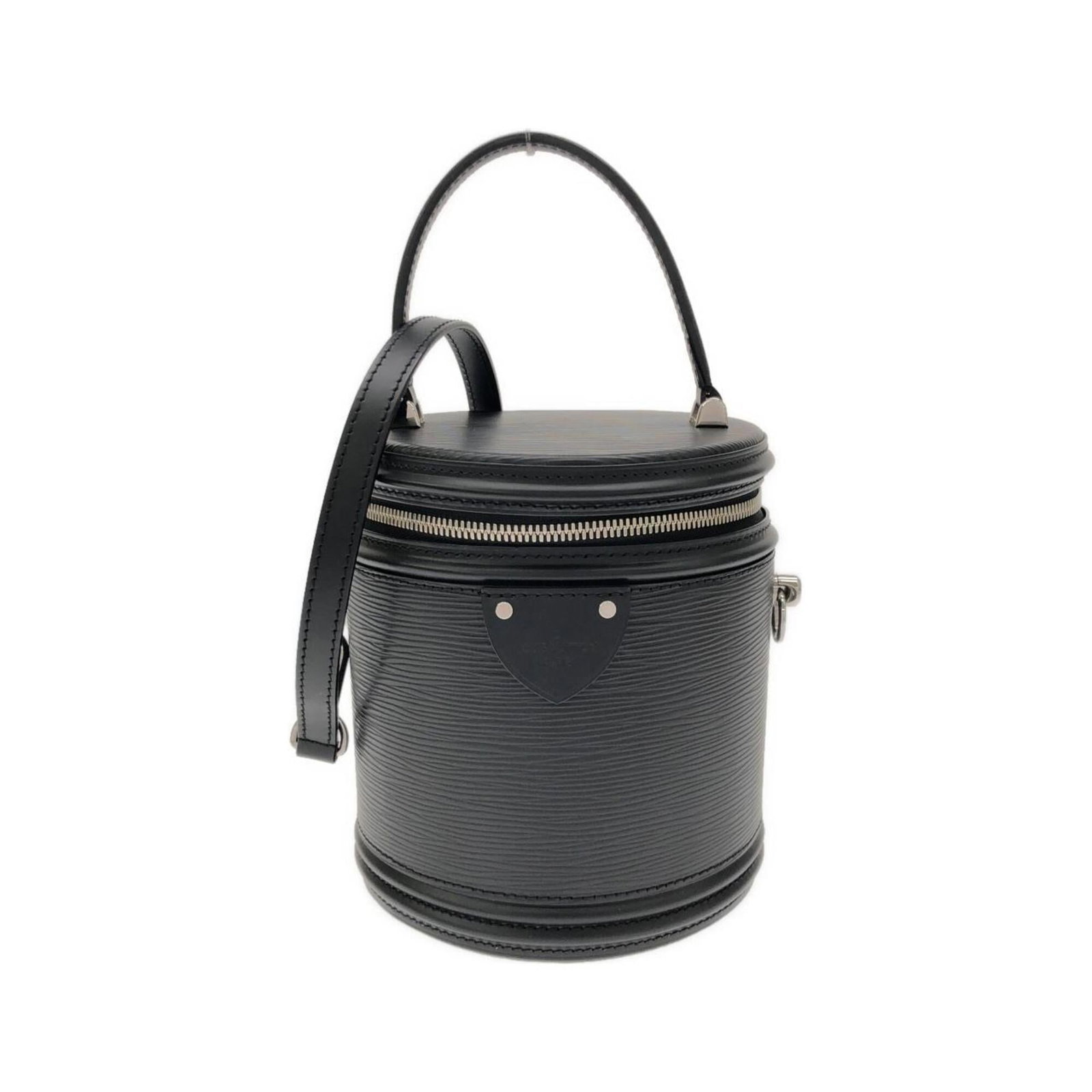 Louis Vuitton Handbag Leather: Louis Vuitton Handbag Leather Louis Vuitton Handbag Leather is made from high-quality Calfskin leather, available in black. The bag features silver hardware and measures 17cm x 15cm x 15cm. This