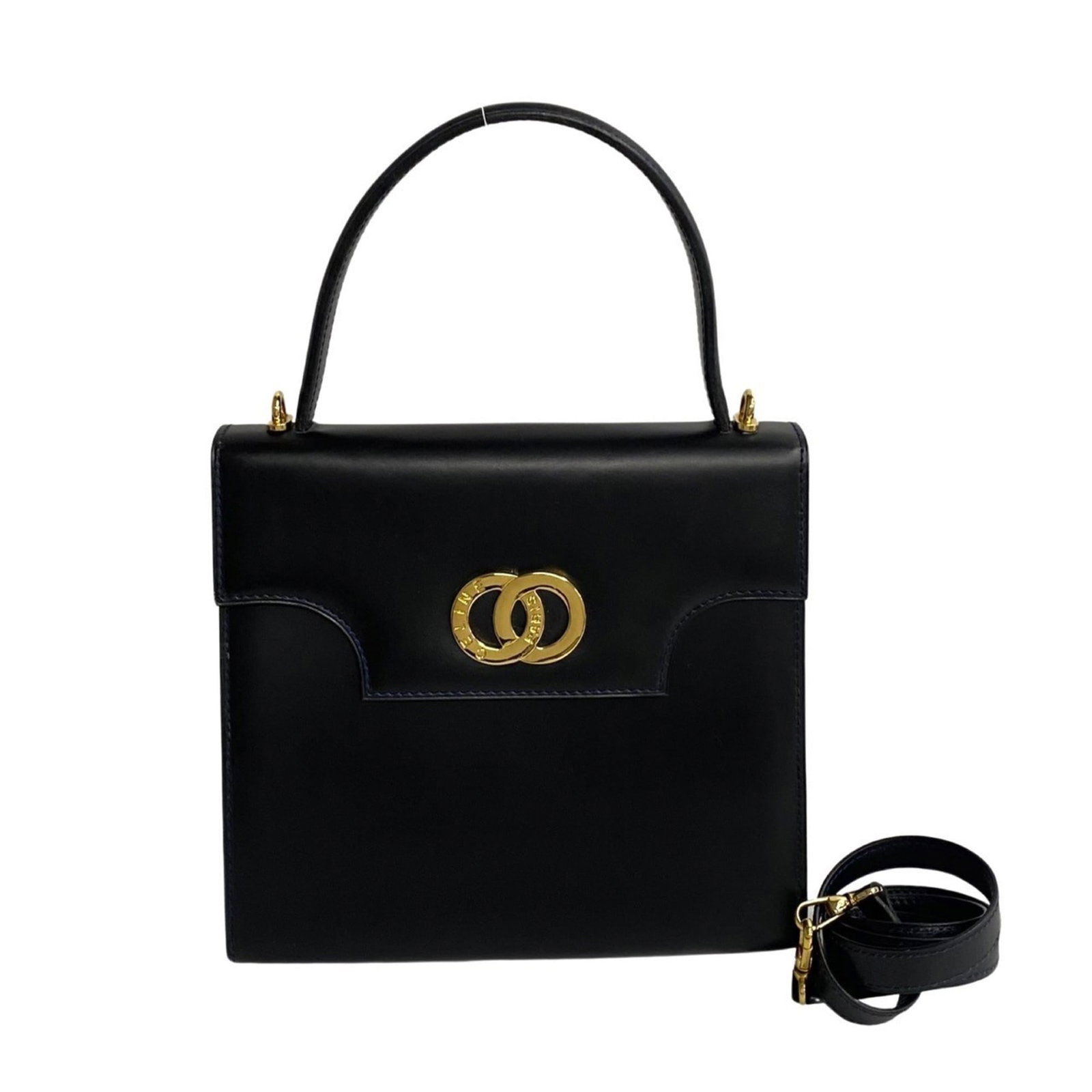 Celine leather bag tote shoulder handbag: Celine leather bag tote shoulder handbag Calfskin leather bag with navy color, measuring 23cm x 23.5cm x 10cm, features a shoulder strap and made from genuine Celine material. The tote shoulder