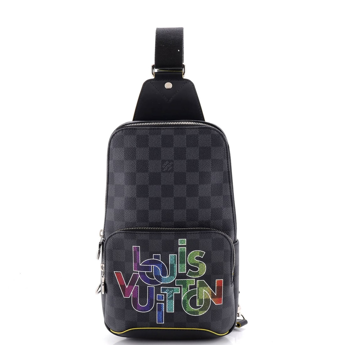 Damier Graphite Interlinked Logo Limited Edition Sling Bag Avenue: Damier Graphite Interlinked Logo Limited Edition Sling Bag Avenue Black Damier Graphite Interlinked Logo Limited Edition Sling Bag Avenue from Louis Vuitton features a canvas coated exterior with