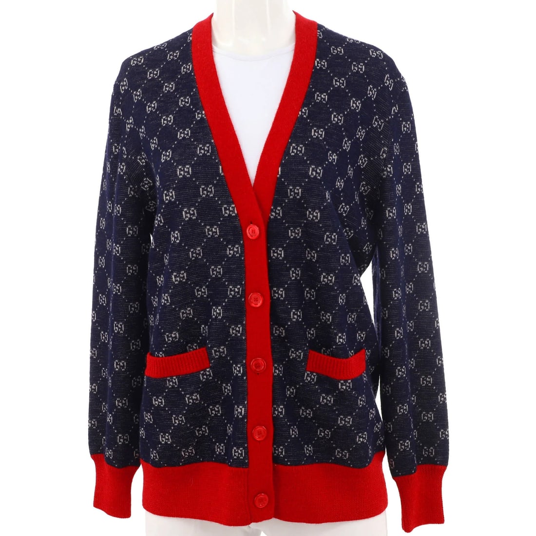 Women's wool cardigan gucci v-neck gg (1 of 4)