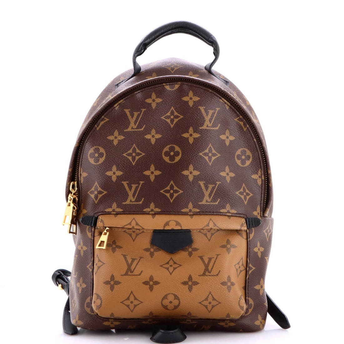 Louis Vuitton Palm Springs Backpack Reverse Monogram Canvas PM: Louis Vuitton Palm Springs Backpack Reverse Monogram Canvas PM Brown Louis Vuitton Palm Springs Backpack Reverse Monogram Canvas PM in great condition, featuring scuffs and edge wear on the exterior.