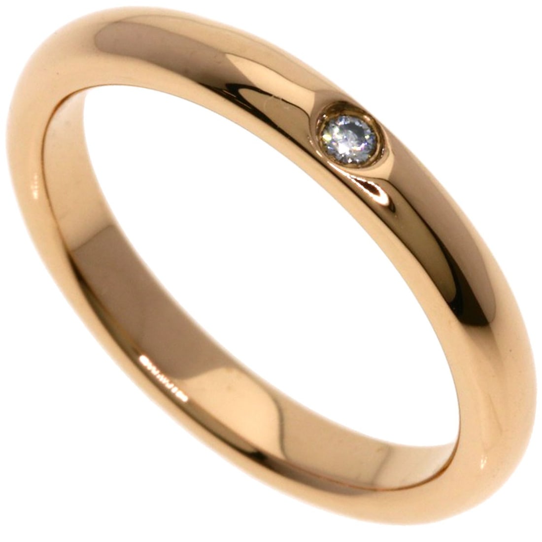 Tiffany&Co. Wedding 1P Diamond Ring K18 Pink Gold: Tiffany&Co. Wedding 1P Diamond Ring K18 Pink Gold Tiffany&Co.'s Wedding 1P Diamond Ring stands out with its K18 pink gold material and stunning diamond main stone, set against a warm gold background. 