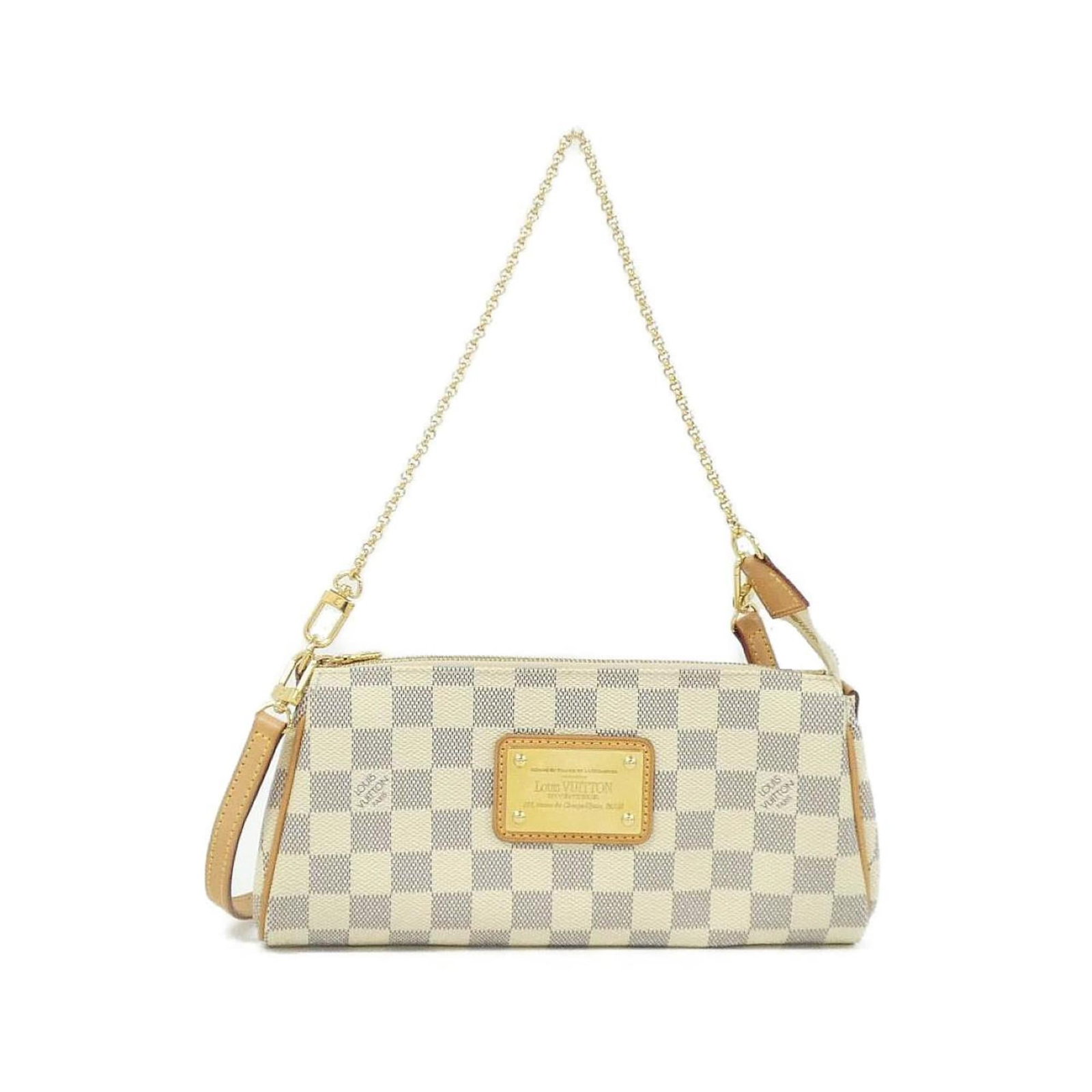 Shoulder bag coated canvas by Louis Vuitton: Shoulder bag coated canvas by Louis Vuitton Coated canvas by Louis Vuitton, featuring the iconic Azur and White color combination. This shoulder bag boasts a sleek design with durable coated canvas