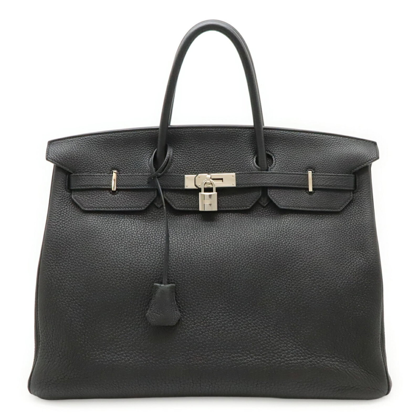 Togo Leather Handbag Hermes: Togo Leather Handbag Hermes Togo leather provides a rich, supple texture to this black Birkin handbag from Hermes. Measuring 32.5cm x 40cm x 20.5cm, it offers a spacious interior and sleek design.