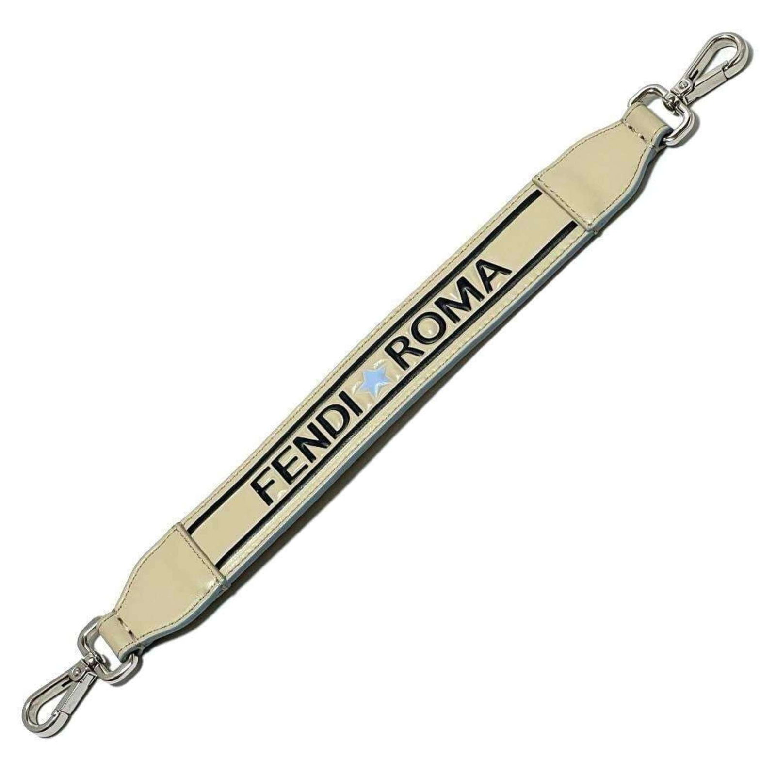 Metal Strap Leather by Fendi: Metal Strap Leather by Fendi Metal Strap Leather by Fendi features a sturdy metal strap and high-quality leather, presented in a classic beige color. The item comes with a dust bag for added protectio