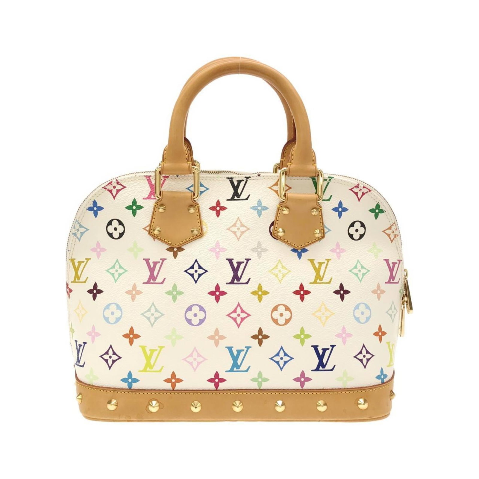 Canvas Coated Louis Vuitton Handbag: Canvas Coated Louis Vuitton Handbag Canvas Coated Louis Vuitton Handbag in White, featuring gold hardware and a classic design. This stylish bag measures 24cm x 30.5cm x 16cm, making it the perfect si