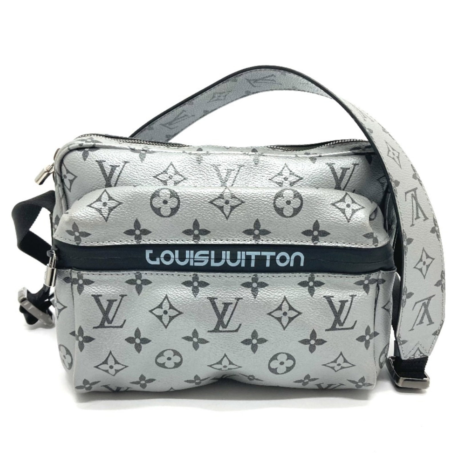 Shoulder Bag Monogram By Louis Vuitton: Shoulder Bag Monogram By Louis Vuitton Silver Monogram Shoulder Bag by Louis Vuitton, featuring the iconic M43859 model with an open pocket and zipper pocket for added functionality. This stylish bag