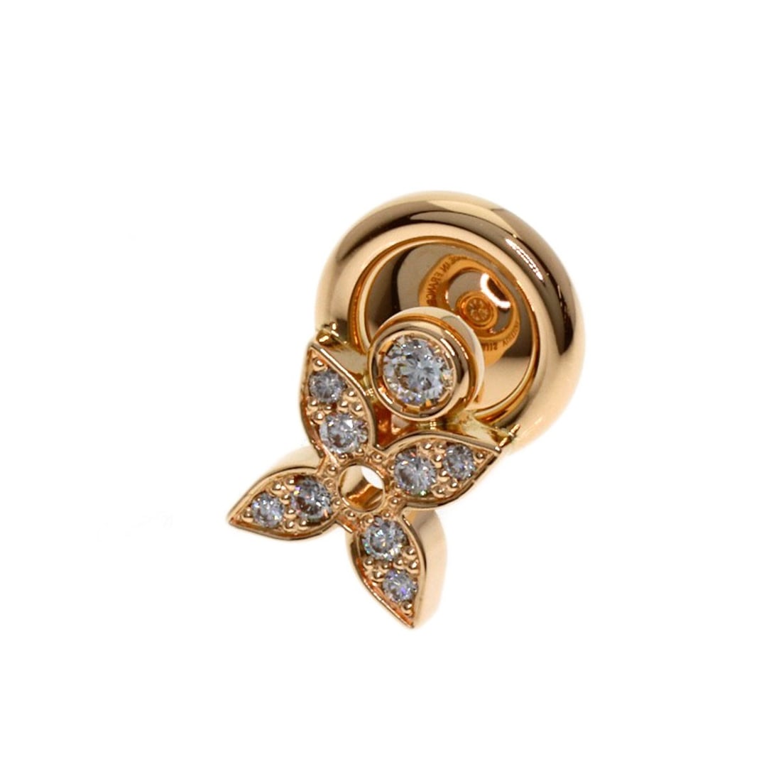 K18 Pink Gold Single Diamond Blossom Earring Louis Vuitton: K18 Pink Gold Single Diamond Blossom Earring Louis Vuitton K18 Pink Gold Single Diamond Blossom Earring from LOUIS VUITTON showcases a delicate single diamond set in K18 pink gold, adding a touch of