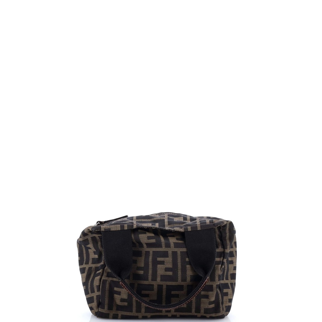 Fendi Vintage 1925 Cosmetic Tote Zucca Canvas Mini: Fendi Vintage 1925 Cosmetic Tote Zucca Canvas Mini Canvas Mini Tote from Fendi's Vintage 1925 Collection, featuring a classic design with brown exterior and black interior. The tote boasts a timeless
