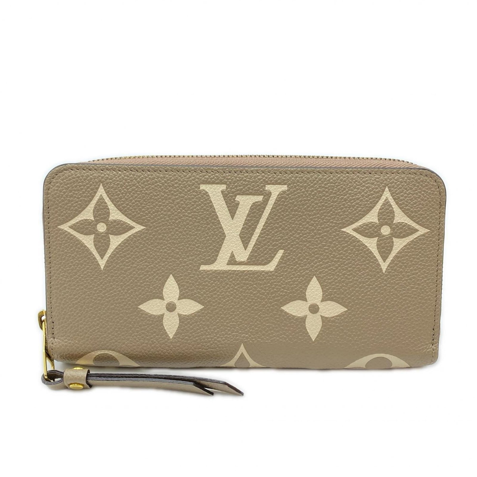 Long Wallet Bi Fold Leather Louis Vuitton: Long Wallet Bi Fold Leather Louis Vuitton Beige Long Wallet Bi Fold Leather Louis Vuitton, featuring calf leather construction and RFID-blocking capabilities. The zipper closure provides secure