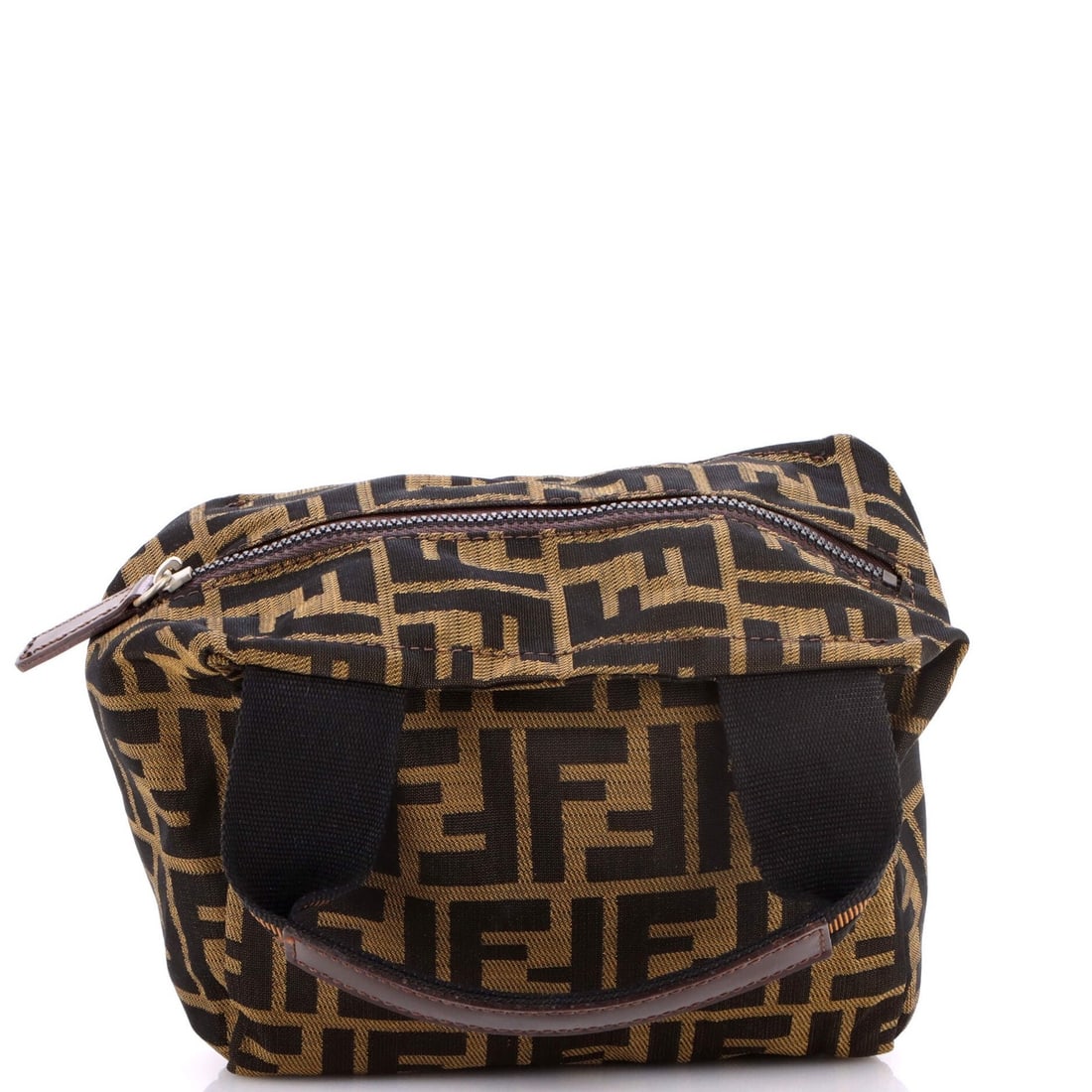 Fendi Vintage 1925 Cosmetic Tote Zucca Canvas Mini: Fendi Vintage 1925 Cosmetic Tote Zucca Canvas Mini This vintage Fendi Cosmetic Tote Zucca Canvas Mini from 1925 is a rare and stylish find. Made from high-quality canvas, its brown exterior features