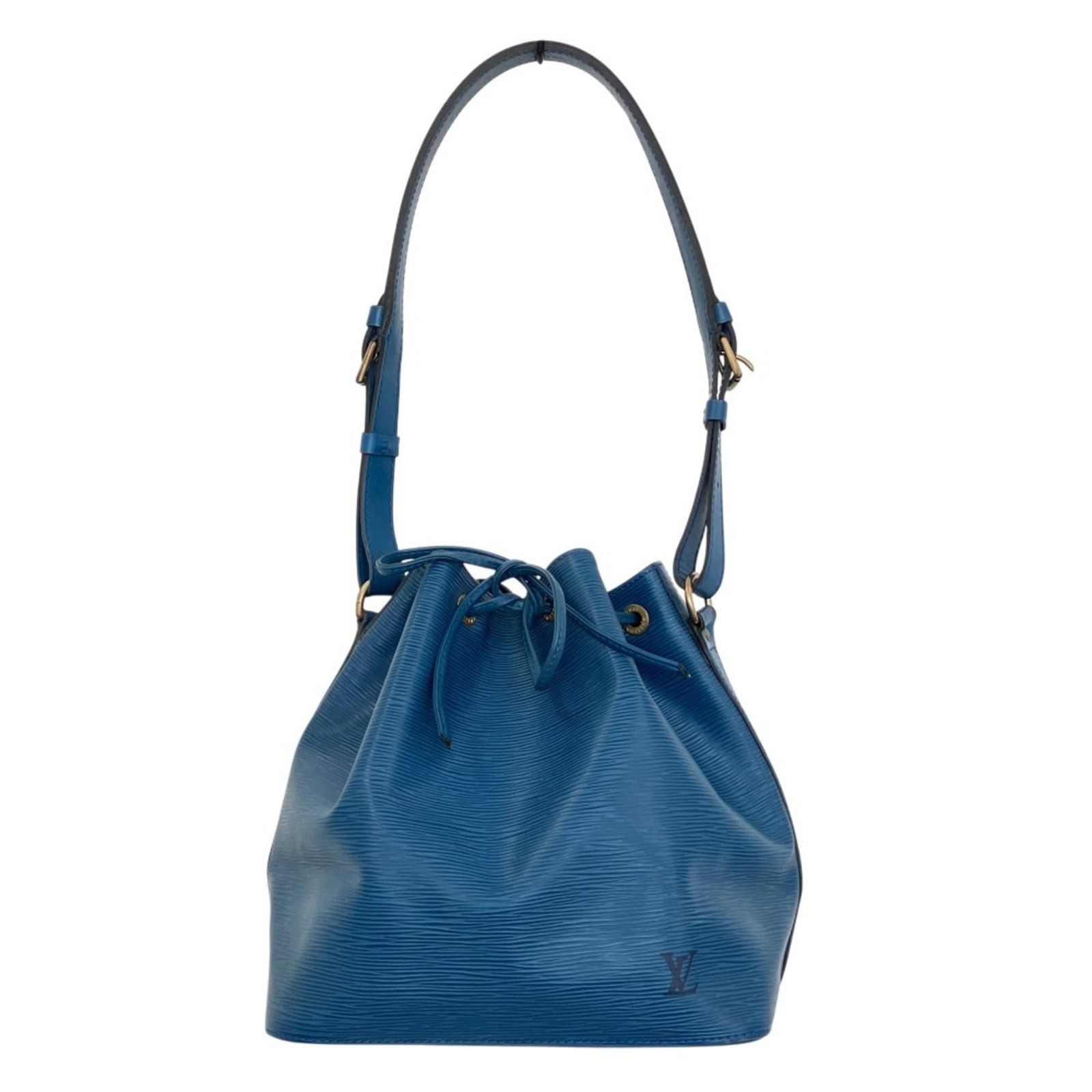 Vuitton Leather Epi Bag Shoulder Louis: Vuitton Leather Epi Bag Shoulder Louis Blue Epi leather, a signature Louis Vuitton material, adorns this shoulder bag. With its distinctive design and classic size, it measures 27cm x 40cm x 19cm.