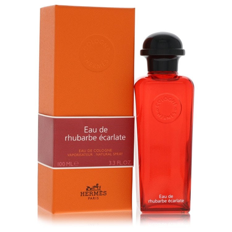 Eau De Rhubarbe Ecarlate by Hermes Eau De Cologne Spray 3.3 oz: Eau De Rhubarbe Ecarlate by Hermes Eau De Cologne Spray 3.3 oz Eau De Rhubarbe Ecarlate by Hermes is a unique and fruity cologne for men, featuring rhubarb as its top note. Released in 2016, it