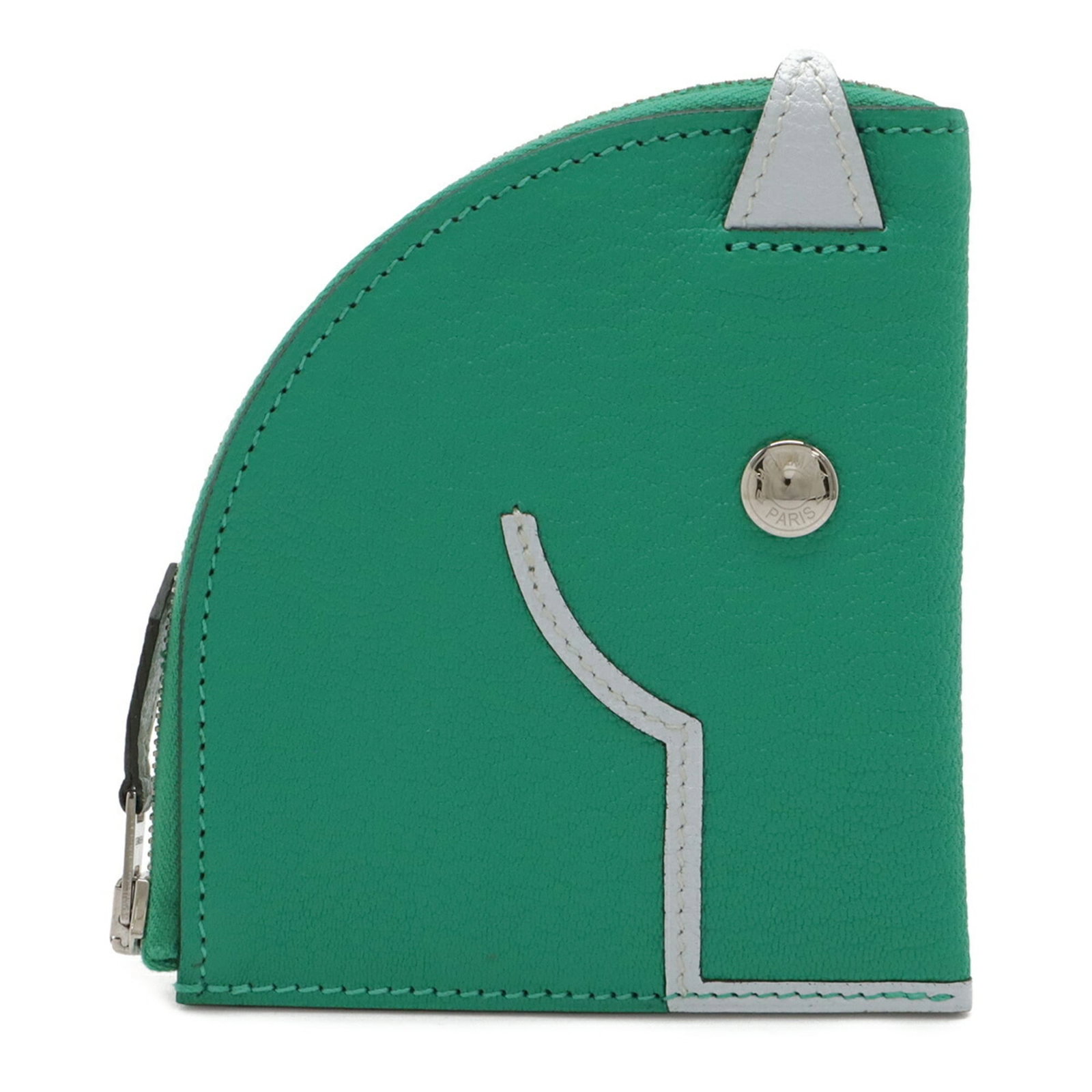 Hermes Coin Purse/ Coin Case Chevre Leather: Hermes Coin Purse/ Coin Case Chevre Leather Chevre leather coin purse/coin case from Hermes, featuring a unique mint green color and compact size. Made with high-quality chevre leather, this small