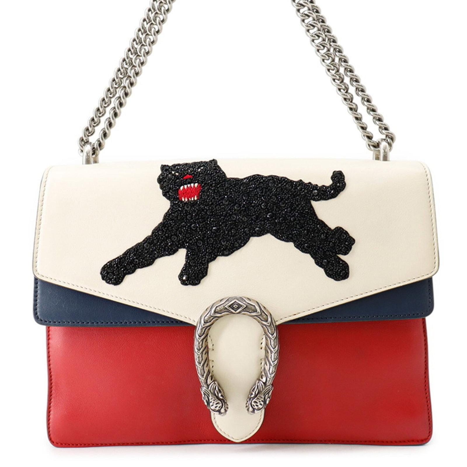 Gucci Handbag Shoulder Bag Leather: Gucci Handbag Shoulder Bag Leather The Gucci Handbag Shoulder Bag Leather features a sleek design with a blue, red, and white color palette. Made from high-quality leather, this shoulder bag measures 