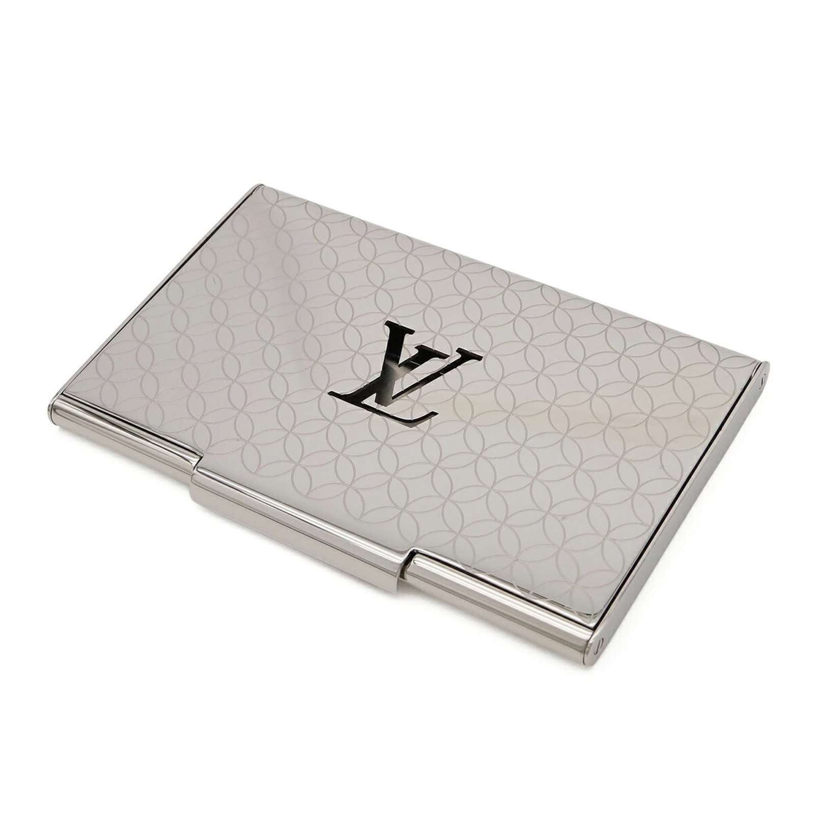 Vuitton Louis Business Metal Card Case: Vuitton Louis Business Metal Card Case Silver Louis Vuitton business card case made from metal, measuring 6cm x 9.7cm. The case bears a signature and features the iconic Louis Vuitton design. Made fro
