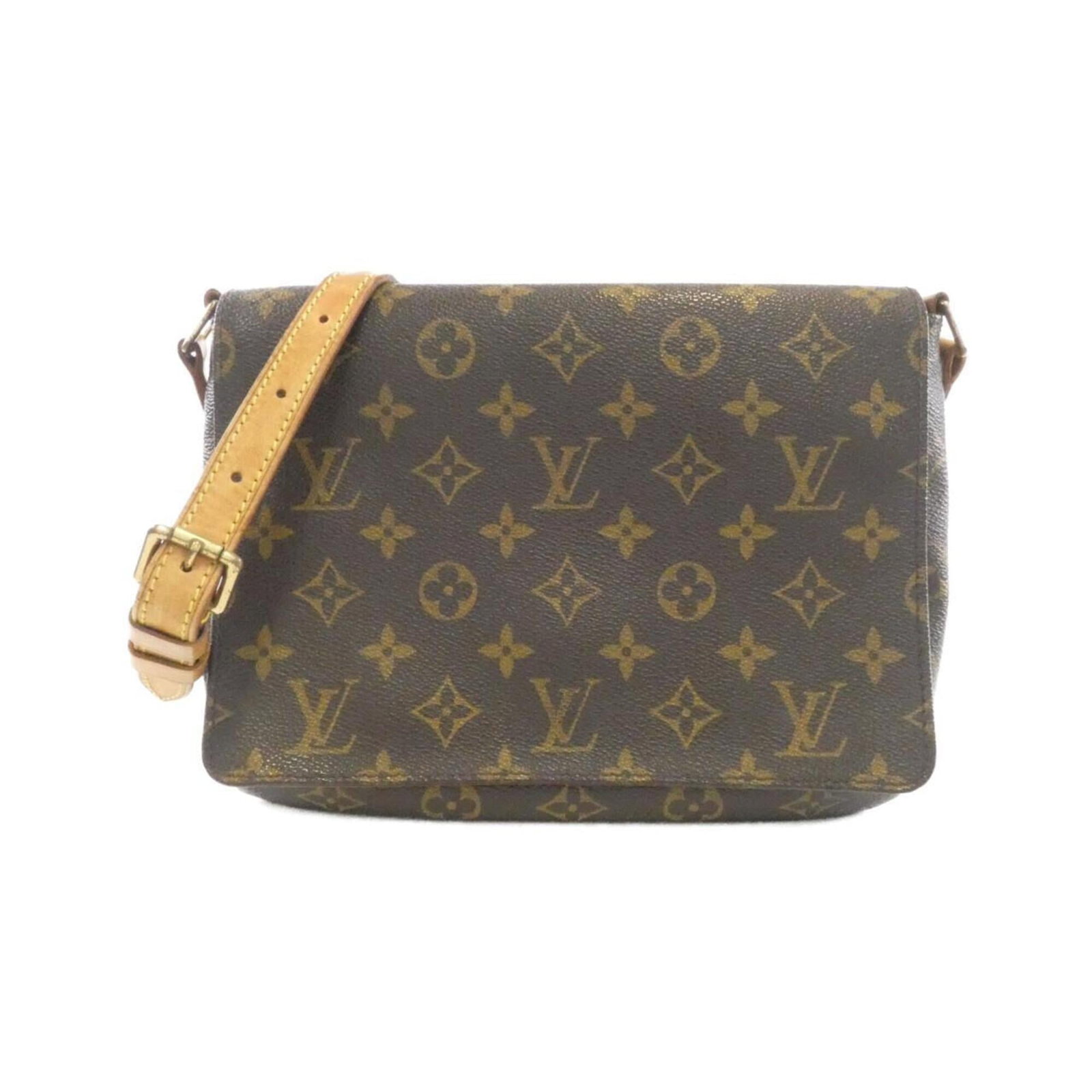Shoulder bag coated canvas by Louis Vuitton: Shoulder bag coated canvas by Louis Vuitton Coated canvas by Louis Vuitton, featuring gold hardware in a classic marron color. This shoulder bag boasts a timeless design with a compact size, measuring