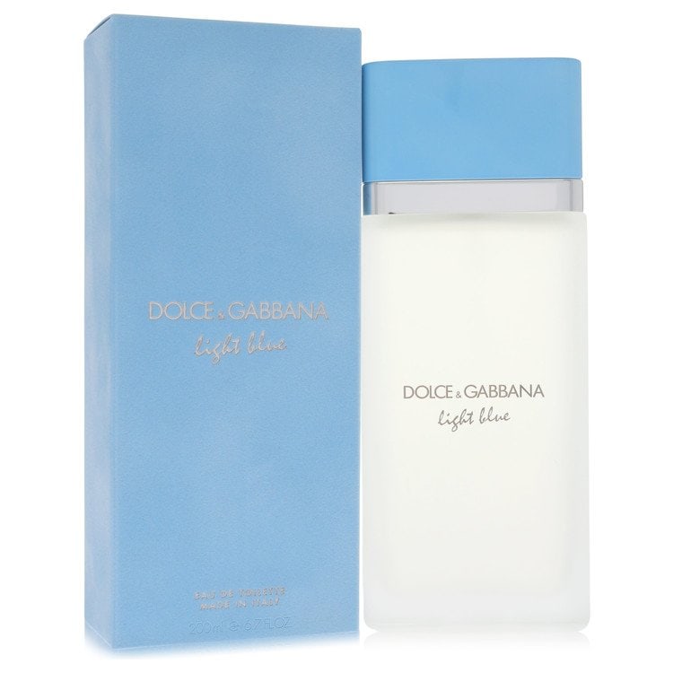 Light Blue by Dolce & Gabbana Eau De Toilette Spray 6.7 oz: Light Blue by Dolce & Gabbana Eau De Toilette Spray 6.7 oz Light Blue by Dolce & Gabbana Eau De Toilette Spray 6.7 oz features an impish note of green apple, sparkling with flowers and fruit notes tha