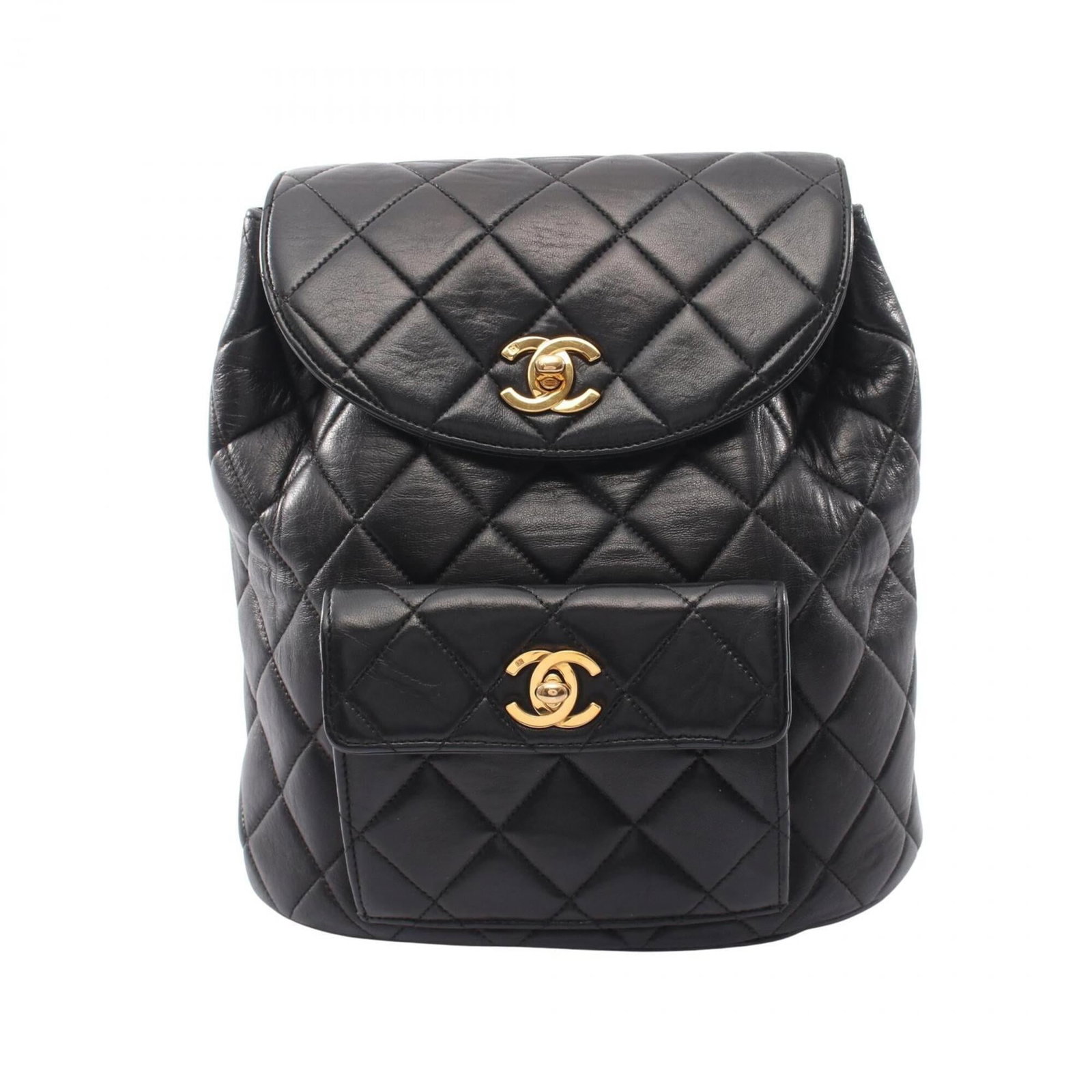 Chanel leather backpack: Chanel leather backpack Black lambskin Chanel backpack with classic design and timeless elegance. Made from high-quality leather, this stylish bag features clean lines and a compact size perfect for d