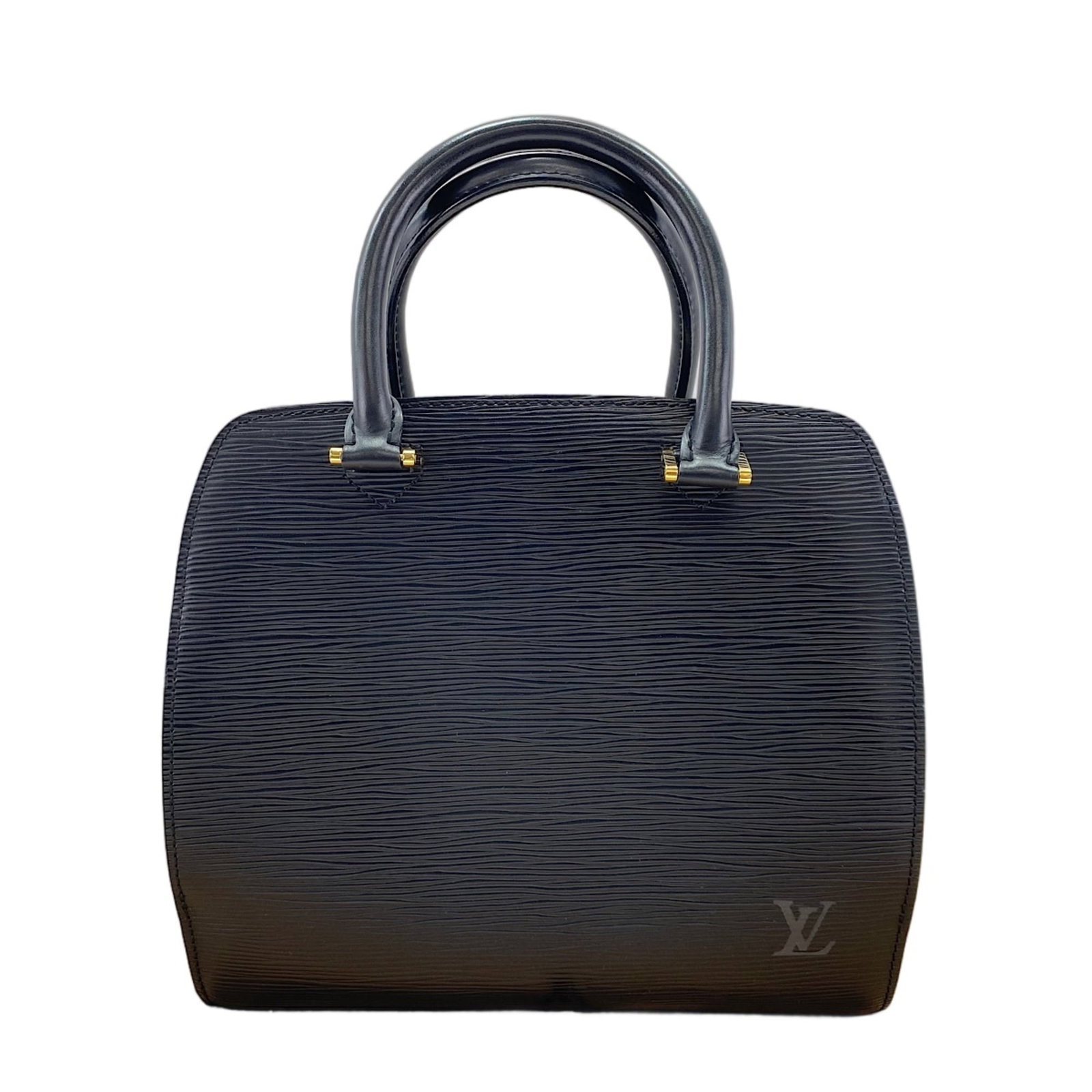 Louis Vuitton Handbag: Louis Vuitton Handbag Black Louis Vuitton Handbag, 23cm x 25cm x 12cm, made in France. This stylish bag features the iconic monogram pattern and sleek design that has become synonymous with luxury fas