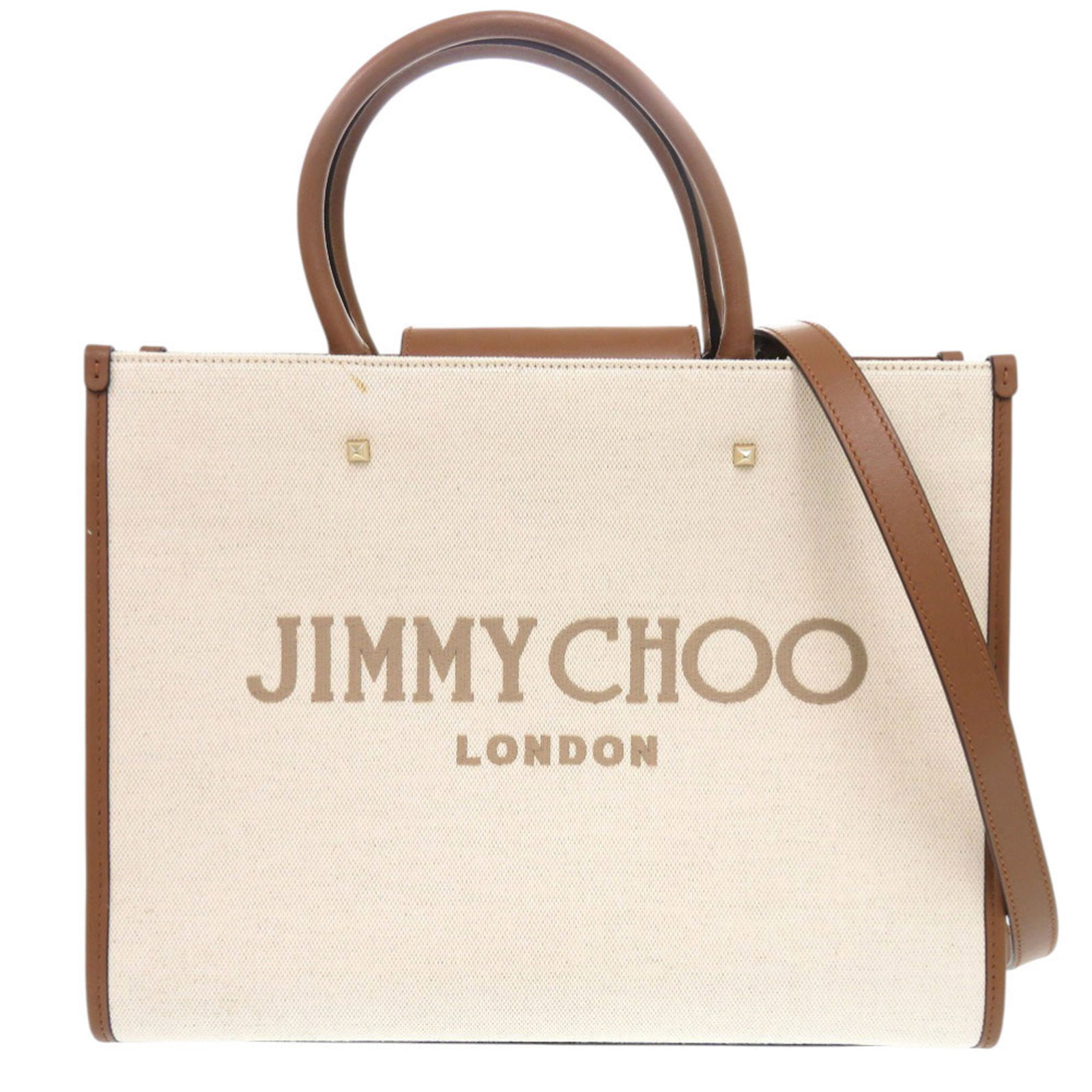 Canvas Leather Jimmy Choo Shoulder Bag: Canvas Leather Jimmy Choo Shoulder Bag Canvas Leather Jimmy Choo Shoulder Bag - A stylish and versatile shoulder bag with a rich brown color, made from high-quality canvas and leather materials.