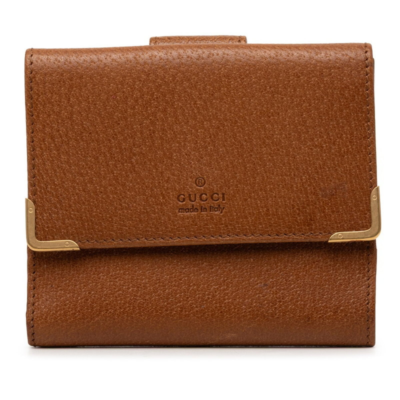 Gucci Wallet (Bi-Fold) Leather: Gucci Wallet (Bi-Fold) Leather Brown Gucci bi-fold leather wallet with dimensions 9.5cm x 11cm x 1cm, suitable for everyday carry. Made from high-quality leather, this wallet features a classic