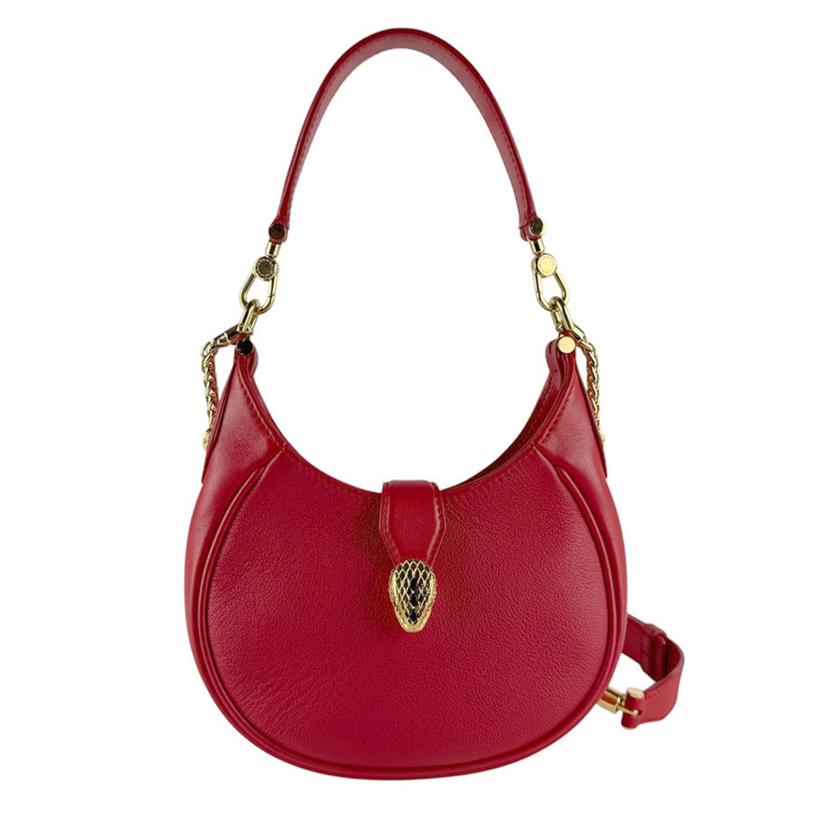 Bvlgari leather shoulder bag handbag: Bvlgari leather shoulder bag handbag Bvlgari leather shoulder bag in vibrant red color, measuring 12cm x 18cm x 4cm. Made from high-quality leather, this stylish handbag features a classic design
