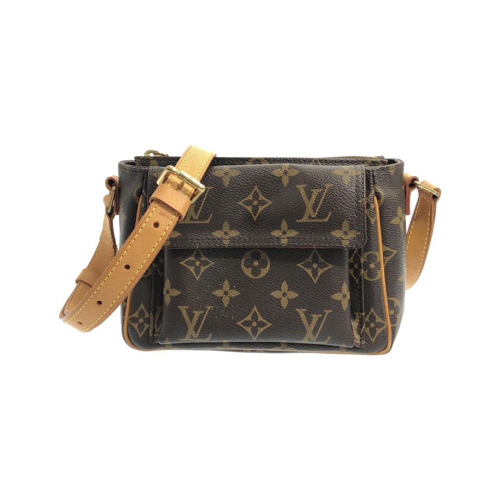 Shoulder bag coated canvas by Louis Vuitton: Shoulder bag coated canvas by Louis Vuitton Coated canvas by Louis Vuitton, featuring the classic design with gold hardware and a timeless marron color. This shoulder bag measures 13cm x 18cm x 8.5cm